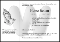 Traueranzeige Heinz Bedau